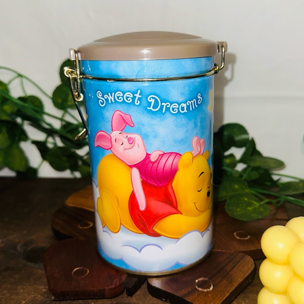 Disney Vintage Winnie The Pooh Piglet Sweet Dreams Metal Tin Canister